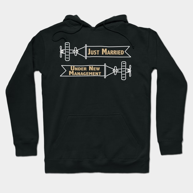 Just Married Under New Management Airplane Hoodie by mstory